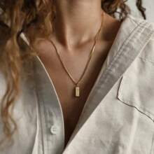 Collar personalizado con placa de identificación y cadena de caja de acero inoxidable, joyería hecha a mano para mujer, regalo de cumpleaños personalizado para ella o mamá