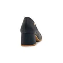 Usaflex Women's Leather Block Heel Pumps With Holes Casual UC0101 - Màu xanh hải quân - Xem 2