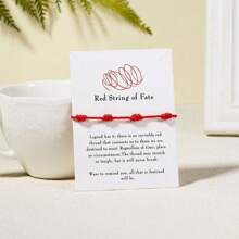 2pcs New Year & Christmas Couples/Friends Lucky Red Braided Adjustable Bracelet Set