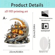 1 Piece, Acrylic Magic Cottage Decoration Ornament, 2D Bohemian Style, Suitable For Home, Office, Bedroom Bedside Tabletop Decoration Artwork Best