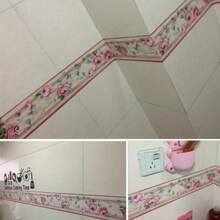 1 卷豪华牡丹自粘墙纸边框，厨房浴室墙壁装饰适用于客厅厨房家用天花板贴纸 - 粉色 - 查看 7