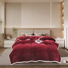 Flannel Blanket 3 Layers Sofa Recliner Washable Throw Blanket For Winter Flannel Fleece Warm Blanket Thicken Quilted Plum Blossom Blankets Bed Quilt Soft Extra Thick Blanket For Sofa Recliner Bed, Warm 3 Layers Flannel Blanket For Winter Autumn, Plush Quilt, Breathable Velvet Comforter, Washable Throw Blanket - Burgundy - View 8