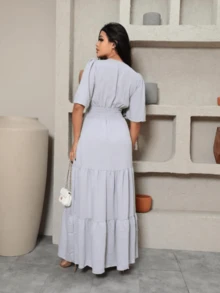 Women's Long Dress In Viscose And Polyamide With Cups And Lining - One Size (Fits Up To 44) - 藍色 - 查看 2