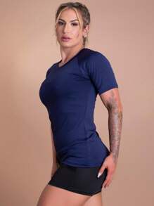 Women's Second Skin Shirt UV+50 Sun Protection Thermal T-Shirt Short Sleeve Winter And Summer Fashion GJR Modas - Màu xanh lam - Xem 1