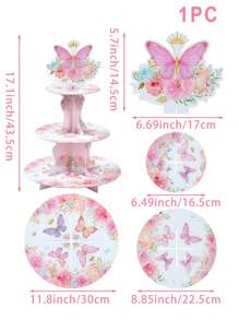 1 件 3 层蝴蝶纸杯蛋糕架婴儿洗礼生日派对装饰品，纸板纸杯蛋糕架纸杯蛋糕塔派对用品，创意 DIY 蛋糕装饰，圣诞节 - 彩色 - 查看 8
