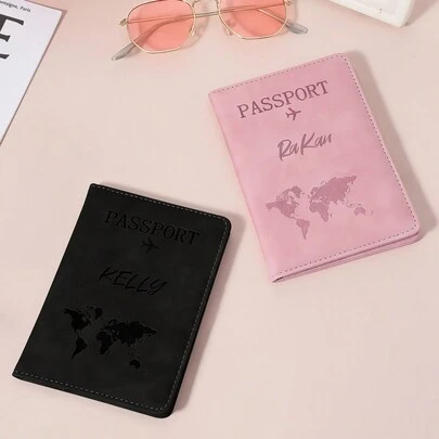 1pc Custom Name Travel Map And Letter Printing Bag Passport Box, Surface Map Printing, Passport Holder Travel Essentials, Custom Multi-Function Passport Wallet Document Holder, Outdoor Passport Book Waterproof, Custom Travel Passport Bag, For Home And Travel Supplies, For Beach Holiday Bag Summer Christmas Holiday Accessories Passport Bag,Boho Vibes,Multi-Functional,Durable,Ornamental,Reusable,Exquisite,Stylish,High-Quality,Colorful,Modern,Custom,Personalized,Unique