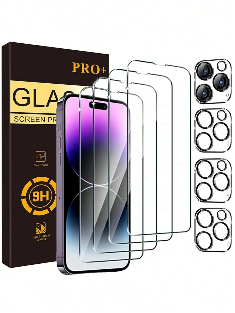 3 Miếng Dán Cường Lực & 3 Miếng Dán Ống Kính Tương Thích Với iPhone 15/15Pro/15Plus/15Promax - Trong sáng - Xem 1