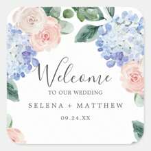 Gepersonaliseerde bloemenhuwelijksnaamstickers - Gepersonaliseerde labels met namen en data, ideaal voor huwelijksgunsten, uitnodigingen en evenementdecoraties, die een uniek en elegant tintje toevoegen aan uw viering