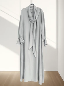 Khăn trùm đầu một mảnh thiết kế tay áo hoa CEY vải nhăn rộng rãi và thoải mái Abaya phù hợp cho phụ nữ mặc khi đi chơi hàng ngày và cầu nguyện - Nhiều màu - Xem 5