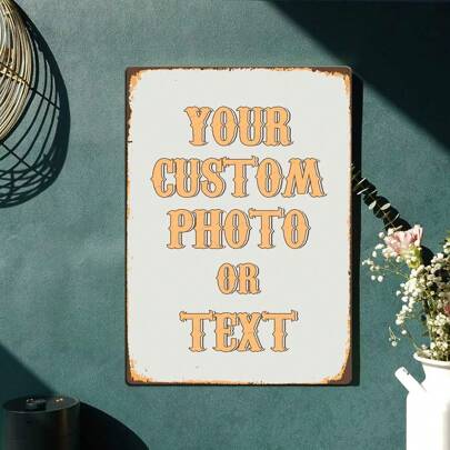 1pc Customized Metal Tin Plate, Personalized Hanging Decor, Customize Your Photo, Share Your Favorite Memories And Precious Moments, Perfect Gift For Friends And Family, Wall Art, Home Decor, Suitable For Home, Bar, Cafe, Office And Classroom, Multipurpose Poster Plaque - Suitable For Mother's Day, Halloween, Easter, Wedding, Thanksgiving, Valentine's Day ,2026-Collection, Personalized Wedding