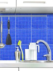 蓝色马赛克瓷砖贴纸套装或瓷砖贴纸套装自粘可拆卸可切割用于家居装饰PVC水晶膜瓷砖贴纸用于美化橱柜、餐桌、客厅、卧室、浴室、电视背景墙 - 彩色 - 查看 32