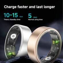 SIMSONLAB Long Battery Life Smart Ring, Tracks Daily Activities, Lightweight Design, Comes With Charging Case - Silver - View 7