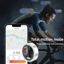 SIMSONLAB Long Battery Life Smart Ring, Tracks Daily Activities, Lightweight Design, Comes With Charging Case - Silver - View 6