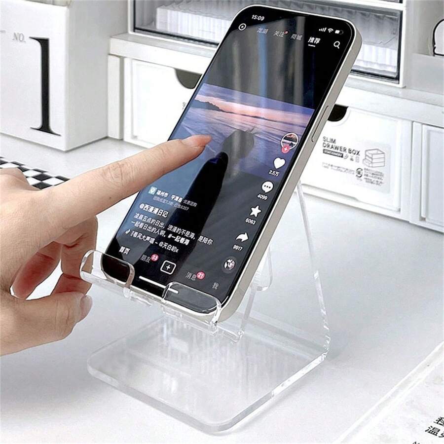 1 Giá đỡ điện thoại Acrylic trong suốt, Giá đỡ điện thoại để bàn phong cách tối giản, Phụ kiện trang trí sáng tạo, Thiết kế sạc tiện lợi & chống trượt, Thích hợp cho nhiều tình huống - Nhiều màu - Xem 1