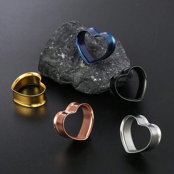 2PCS Classic Heart Ear Gauges 316L Stainless Steel Tunnels Plugs Expander Stretchers Piercing Women Men Body Jewelry Hypoallergenic Valentines,Mom,Mother,Mother's Day,Gift