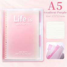 A5 Removable Notebook, Thick & High-Quality, 5-Ring Binder Back To School - one-size - View 19