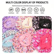 Awegeo 3 Pcs Children's Bonnets Printed Wide Edge Elastic Silky Soft Satin Bonnet, Casual And Comfortable Hair Cap, Sleeping Bonnet Turbans - 3PCS - View 6