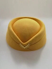 1pc Women Solid Color Flight Attendant Hat, Elegant Vintage Casual Streetwear Stylish Wide Brimmed Bowler Hat, Suitable For Work, Halloween, Christmas Party, Unisex Winter Warm Windproof Hat