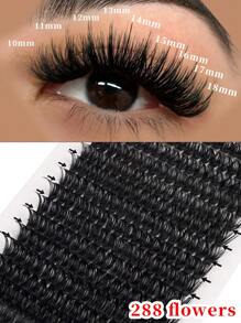 288pcs 16 Rows C/D Curl (9-18mm) MIX False Eyelashes, Thick, Fluffy, Natural Look, Reusable Individual Lashes Suitable For Home Use Or Outdoor, Applicable For Daily Life, Wedding, Date, Party, Music Festival, Halloween, Makeup - Black - View 9