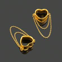 2 Stücke 316L Edelstahl Herz Ketten Ohrtunnel Plugs Piercings Frauen Körperschmuck Expander Spreizer Elegant