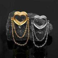2 Stücke 316L Edelstahl Herz Ketten Ohrtunnel Plugs Piercings Frauen Körperschmuck Expander Spreizer Elegant
