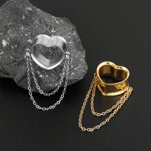 2 Stücke 316L Edelstahl Herz Ketten Ohrtunnel Plugs Piercings Frauen Körperschmuck Expander Spreizer Elegant