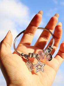 1 件时尚星形手链，可爱简约可调节星形手链，蝴蝶手链 - 粉色 - 查看 6