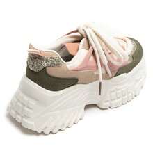 Fashionable Casual Contrast Color Thick Sole Sneakers - Green - View 4