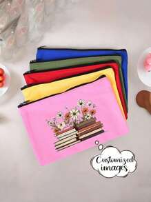 Customize Personalized Pictures Exclusively For You, Including A New Mini Makeup Handbag For Early Spring, A Lightweight Canvas Zipper Bag With A Red Envelope, A Large Capacity Coin Purse, A Pencil Case, Suitable For Shopping, Dating, Vacation, Travel, Festivals, Parties, Gifts, Travel Grooming And Makeup Bags, And A Stylish Large Capacity Storage Bag - Multicolor - View 1