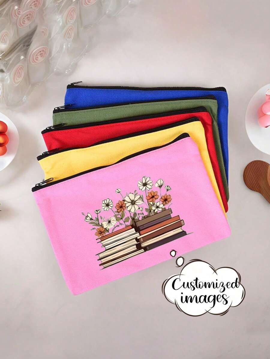 Customize Personalized Pictures Exclusively For You, Including A New Mini Makeup Handbag For Early Spring, A Lightweight Canvas Zipper Bag With A Red Envelope, A Large Capacity Coin Purse, A Pencil Case, Suitable For Shopping, Dating, Vacation, Travel, Festivals, Parties, Gifts, Travel Grooming And Makeup Bags, And A Stylish Large Capacity Storage Bag - Multicolor - View 1