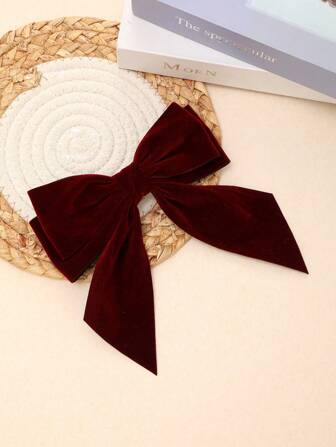 1个时尚紫色蝴蝶结发夹，大号发夹，适合日常佩戴、圣诞节佩戴、爪夹、发卡、学生用品、优雅、学院风、蝴蝶结、可爱、发饰、新年魅力