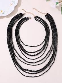 Conjunto de 2 peças de colar longo com contas de acrílico boêmio europeu e americano, moderno para usar com suéteres no outono/inverno