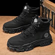 Boots Men's Shoes 2024 New High Help Work Shoes Anti-Slip Wear Thick Soled Casual Shoes Fashion Men With All Fashion Shoes - 黑色 - 查看 11