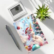 1 Pc/2 Pcs Delicate Design, Cute Cartoon Unicorn With Christmas Hat Greeting Cards, Invitation Cards, Birthday Cards, Perfect Christmas Gift For Unicorn Lovers, With Envelopes, Suitable For Family, Friends, Son, Daughter, Nephew, Niece, Grandson, Granddaughter, High Quality Thick Card Paper, Comfortable Touch