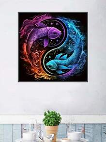 1 件 DIY 钻石画、钻石刺绣、家居装饰、动物鱼、全钻、11.8*11.8 英寸 - 彩色 - 查看 1