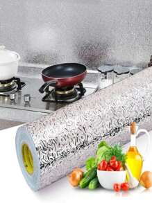 Aluminum Foil Waterproof Adhesive Roll Kitchen Stove Cabinet Protector Sticker (40cm/5m) - 銀色 - 查看 3