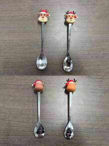 6pcs Stainless Steel Cute Christmas Coffee Spoon Set - Durable Mixing Spoon For Restaurant, Cafe, Party, Dessert, Espresso, Milkshake, Jam, Chocolate And Milk, Perfect Christmas Gift