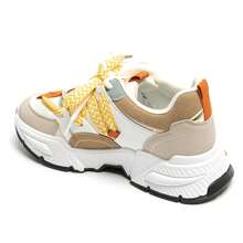 Women's Casual Colorful Sneakers With Thick Soles - Beige - View 5