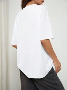 女士街头 Y2K 哥特风印花圆领短袖 T 恤上衣休闲度假白色夏季 - 白色 - 查看 3