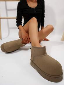 女士西部风格雪地靴，适合户外露营，防滑保暖，时尚百搭，春、秋、冬季皆宜。 - 卡其色 - 查看 8