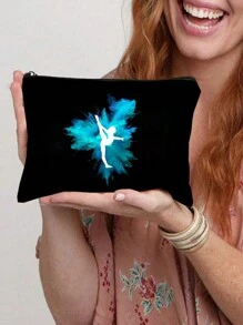 舞蹈图案印花化妆包，小物件收纳包，旅行洗漱包，化妆工具收纳包，生日，毕业，结婚礼物，女儿成人礼物，舞蹈爱好者礼物，学校用品，旅行必备化妆包，节日必备化妆包（多种图案可选）化妆包化妆包化妆袋化妆收纳袋冬季女士礼物女士化妆收纳袋化妆品收纳 - 黑色 - 查看 9