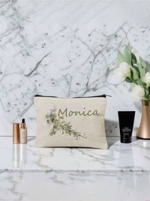 New Cosmetic Bags, Custom Text Cosmetic Bags, Can Be Customized To Your Unique Design, Lightweight Canvas Zip Cosmetic Bags Are Also Great For Buying Coin Purses, Pencil Cases, Perfect For Shopping, Dating, Vacation, Travel, Festivals, Parties, Or As Gifts, Makeup Bag, Travel Accessories,Summer Outing Items