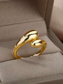 1pc Stainless Steel Smooth Double Beads Adjustable Ring, Women's Wedding Couple Ring, Valentine's Day Jewelry Gift,Mom,Mother,Mother's Day,Gift
