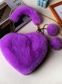 Plüschige herzförmige Tasche, Handtasche/Umhängetasche, geeignet für Mädchen/Studenten, süße herzförmige Handtasche, ein Geschenk für Mädchen zu Valentinstag, Ramadan und Neujahr.