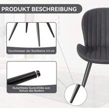 Nalupatio Modern Dining Room Chairs Set Of 2, Upholstered Kitchen Dinner Chair Fabric And Curved Backrest Kitchen Chairs - Màu xám đen - Xem 3