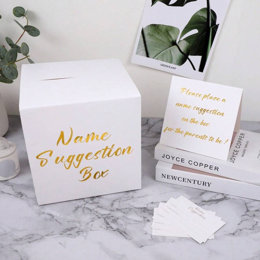 32pcs Foiled Party Game Name Suggestion Voting Box With 30pcs Suggestion Cards - White - View 1