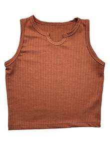 Children's Set For Girls Consisting Of A Ribbed Tank Top And A Short Skirt - Óxido marrón - Ver 6