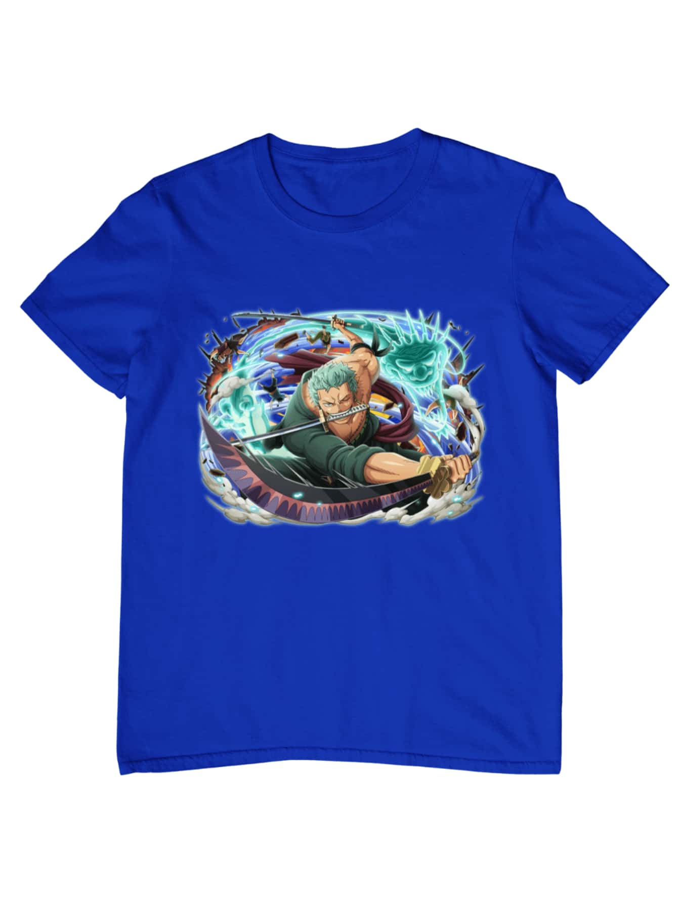 One Piece Roronoa Zoro Anime Series Cotton T-Shirt - 藍色 - 查看 1