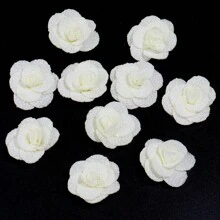 10 件/包面料珍珠亚麻闪亮玫瑰花装饰配件，手工制作 DIY 胸针、发夹、耳环、服装、鞋子、包包、婚礼、节日、派对花卉装饰 - 彩色 - 查看 13