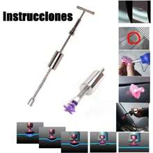 30 piezas de juntas para extractor de abolladuras de automóvil, juego de herramientas portátiles para reparación de abolladuras en la carrocería del automóvil,Kit de herramientas para reparación de abolladuras en la carrocería del automóvil, incluye  herramienta extractor de pegamento, martillo deslizante, martillo inverso, super PDR metal - Plateado - Ver 8